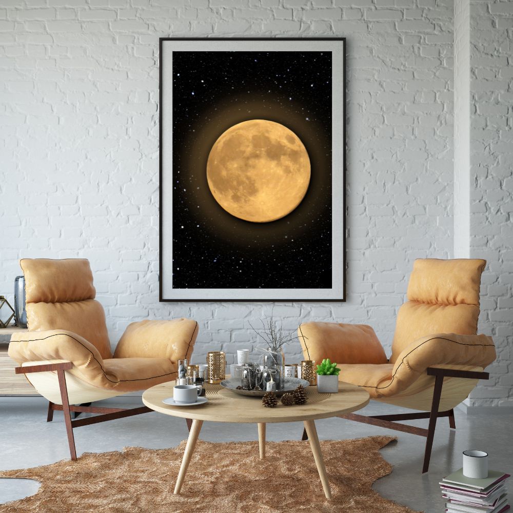 moco deco plakat księżyc, złota pełnia, moon, space series (3)